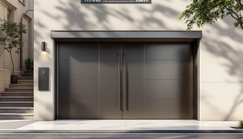 puerta garaje doble metalica edificio residencial